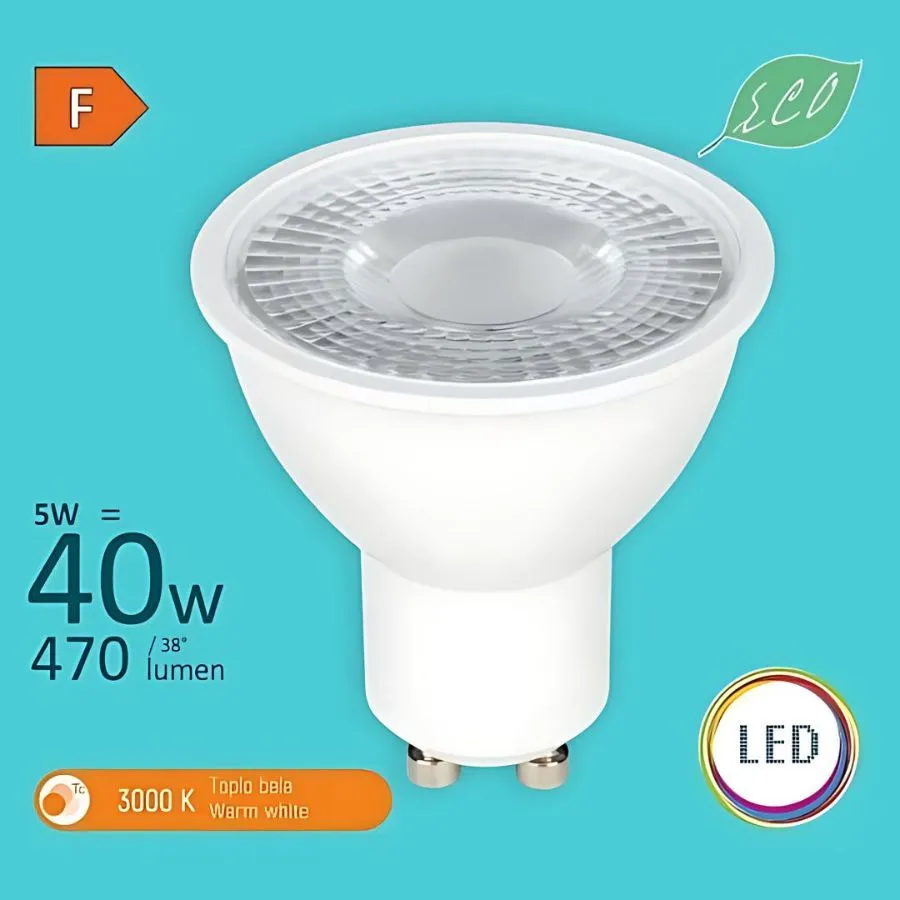 elektrometal-rasveta-GU10-M2-5W-3000K-4000k-6000k-MR16-ECO-LED-sijalica-240V-470lm-38-stepeni-Mitea-Lighting LED sijalica GU10 M2 3W MR16 ECO 240V 249lm 38° Mitea Lighting - Elektrometal