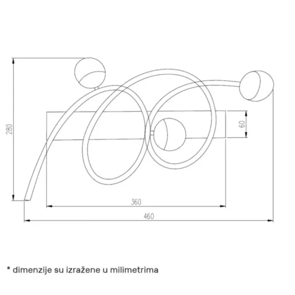 LUNA 323 ZIDNA LAMPA 11W 3000K CRNA - Elektrometal