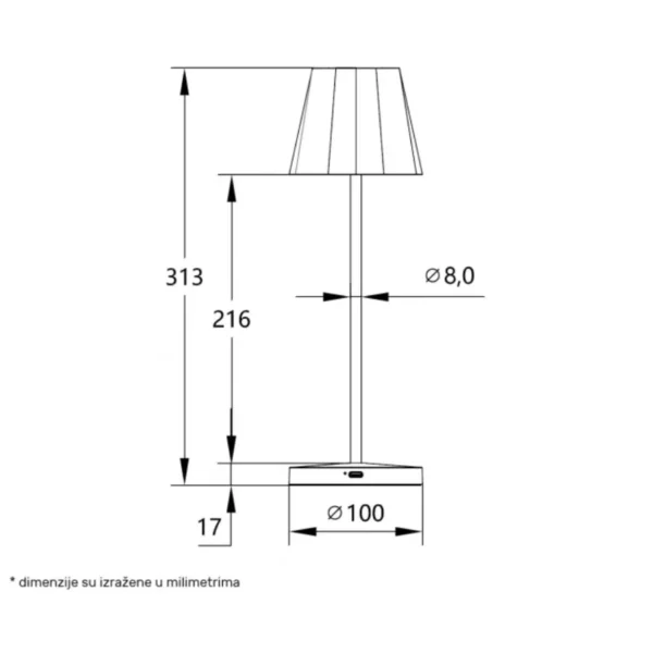 STONA LAMPA PUNJIVA 13T25 3W 3000K IP44 CRNA - Elektrometal