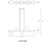Dimenzije FORES P0574-05N-V6AA: dužina 105 cm; širina 15 cm; visina 43–142 cm