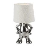 Rabalux Smurfy 74216 hrom stona lampa sa krem tekstilnim abažurom