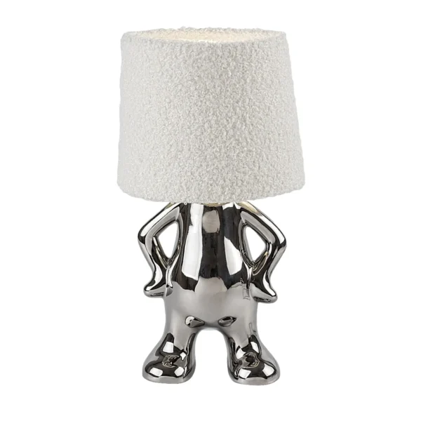 Rabalux Smurfy 74216 hrom stona lampa sa krem tekstilnim abažurom