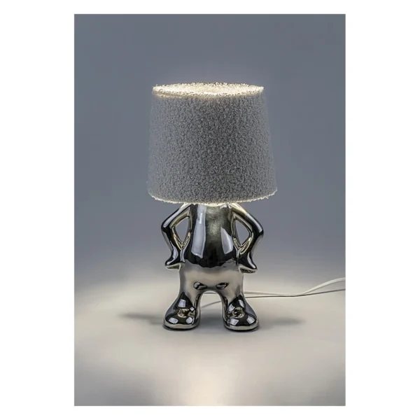 Rabalux Smurfy 74216 hrom stona lampa sa krem tekstilnim abažurom sa uključenim svetlom