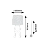 Tehnički crtež proizvoda Rabalux Smurfy 74218 krem stona lampa, dimenzije Ø15 × 30 cm